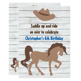 Cowboy Hat, Brown Horse Western Birthday Invite