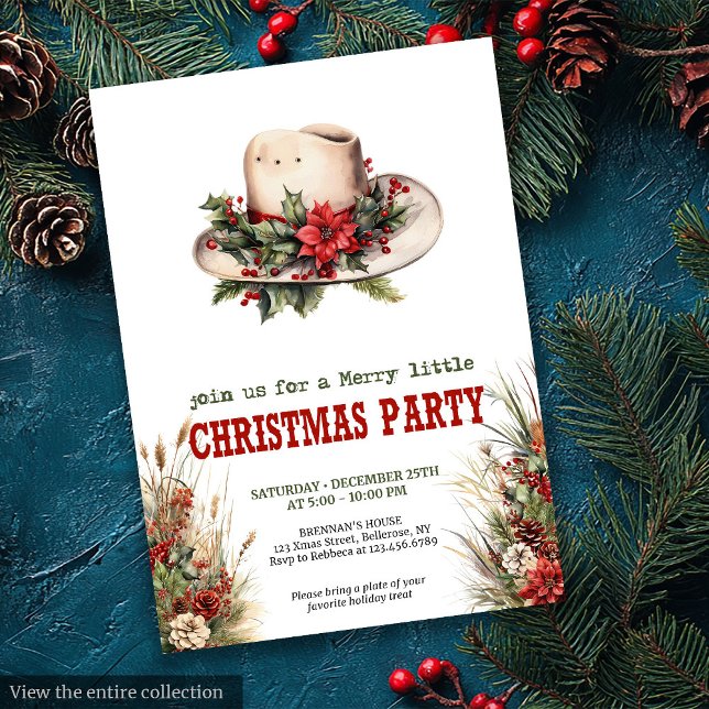 Cowboy hat Christmas party invite with bandana tie (Cowboy hat Christmas party invite with bandana ties

)