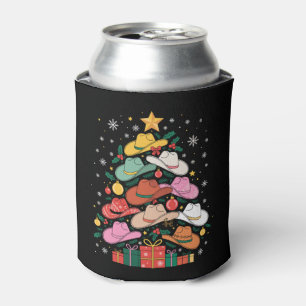 Cowboy Hat Christmas Tree Western Xmas Holiday Can Cooler