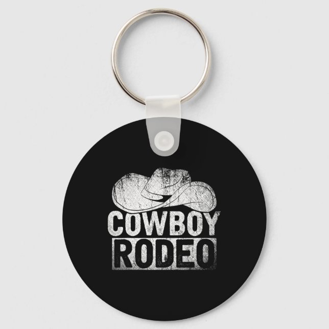 Cowboy Hat Equestrian Gift Horseck Riding Rodeo Co Keychain (Front)