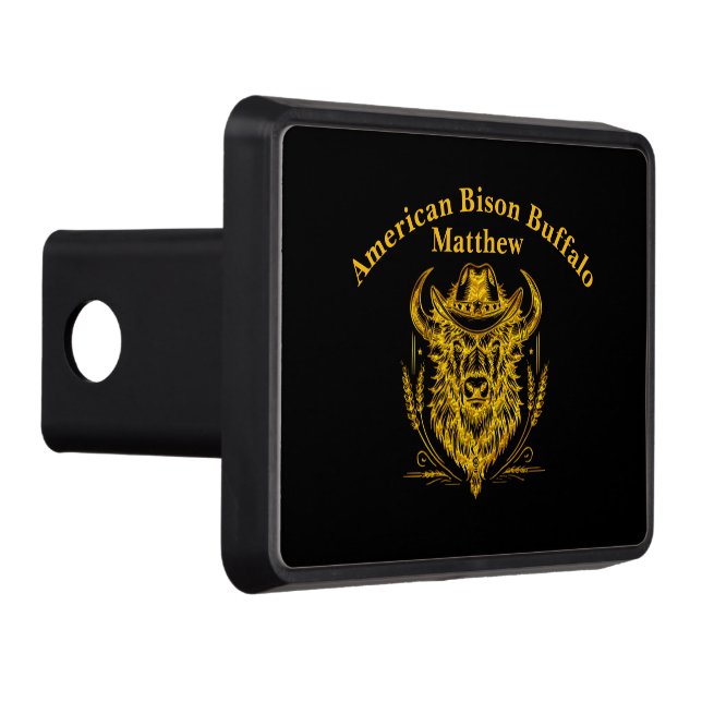 Cowboy Hat Golden Buffalo Art Hitch Cover (Right)