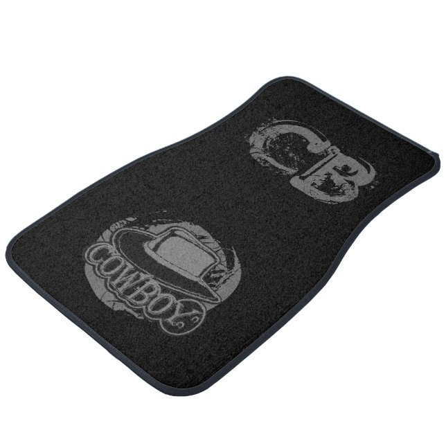 Cowboy Hat! Grey and Black Car Mat (Angled)