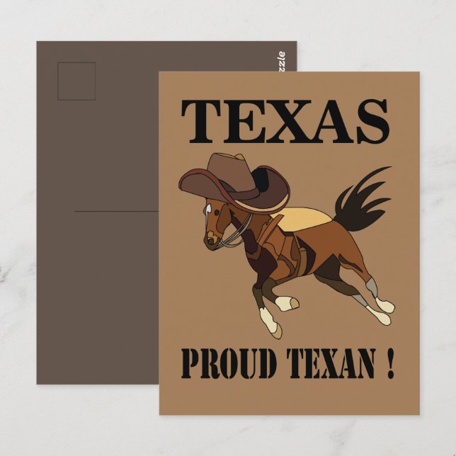 Cowboy Hat Horse Proud Texan Texas Postcard (Front/Back)