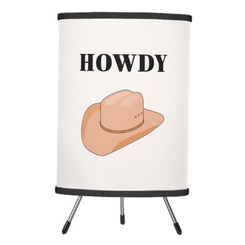 Cowboy Hat Howdy Earthy Boho Beige Tripod Lamp