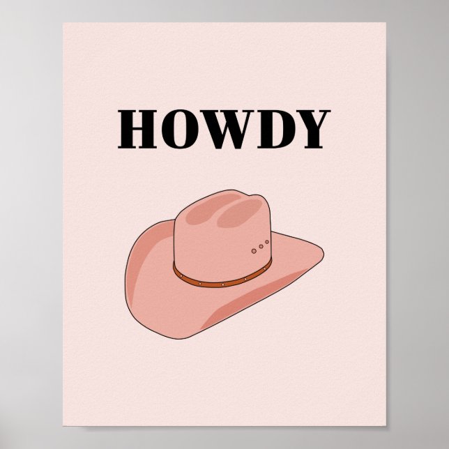 Cowboy Hat Howdy Peach Boho Poster (Front)