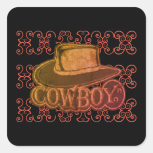 Cowboy Hat Multi-Color  Square Sticker