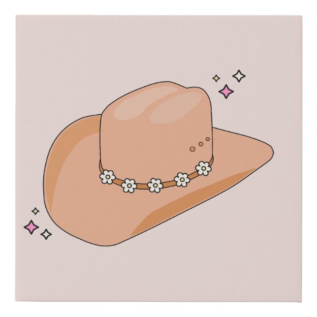 Cowboy Hat Neutral Beige Faux Canvas Print (Front)
