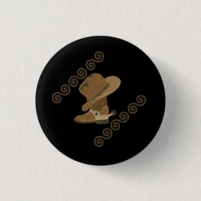 Cowboy Hat on Cowgirl Boots Button (Front)