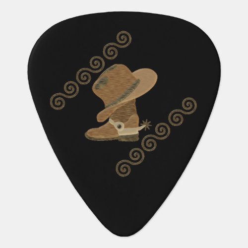 Cowboy Hat on Cowgirl Boots Guitar Pick