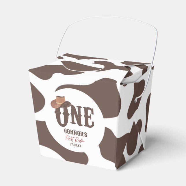 Cowboy Hat ONE First Rodeo 1st Birthday Party Favor Boxes (Front Side)