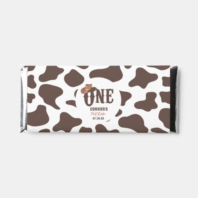 Cowboy Hat ONE First Rodeo 1st Birthday Party Hershey Bar Favors (Front)