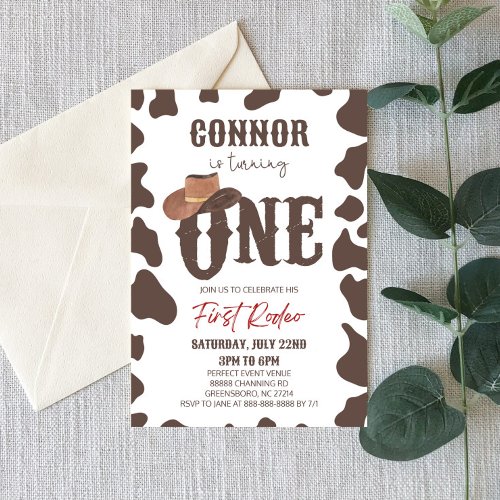 Cowboy Hat ONE First Rodeo 1st Birthday Party Invitation