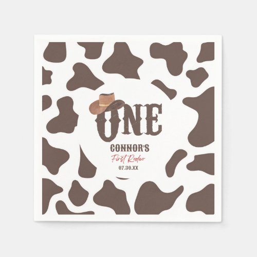 Cowboy Hat ONE First Rodeo 1st Birthday Party Napkins