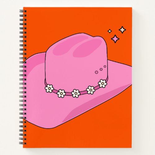 Cowboy Hat Orange And Pink Notebook