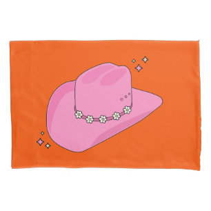 Cowboy Hat Orange And Pink Pillow Case