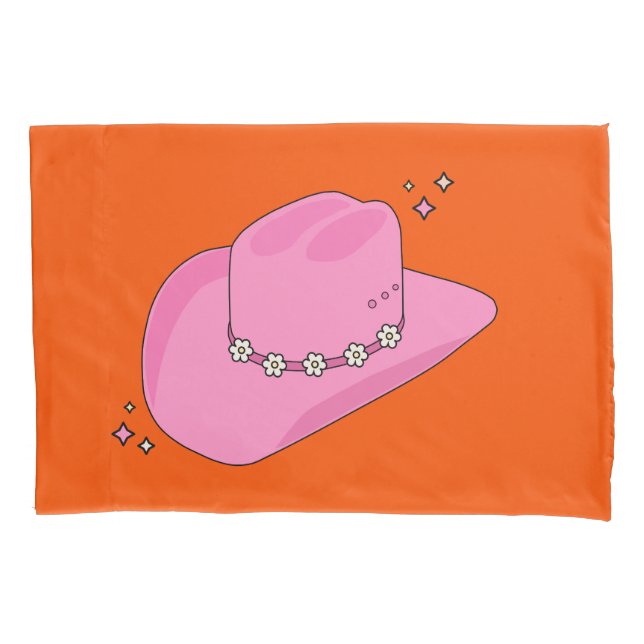 Cowboy Hat Orange And Pink Pillow Case (Front)