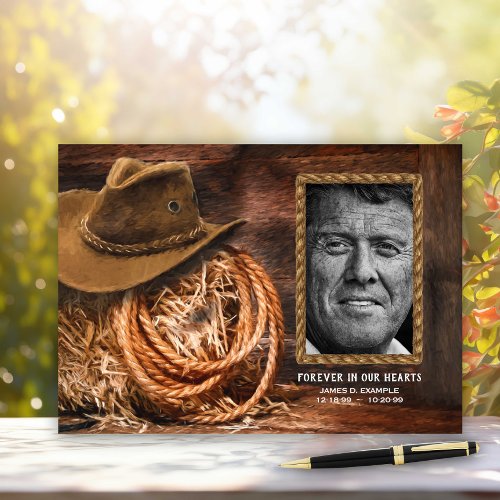 Cowboy Hat Photo Funeral Memorial Guest Book