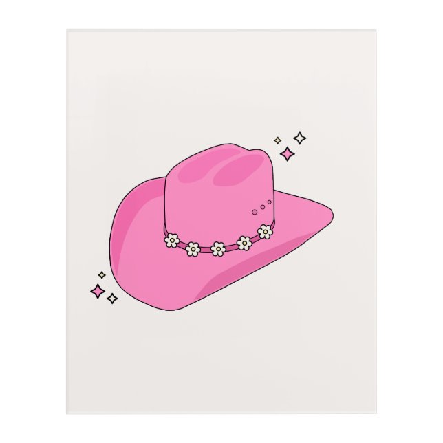 Cowboy Hat Preppy Pink Acrylic Print (Front)