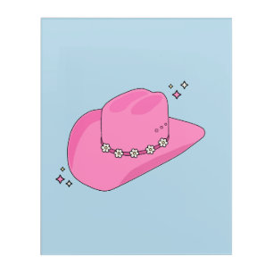 Cowboy Hat Preppy Pink And Blue Acrylic Print