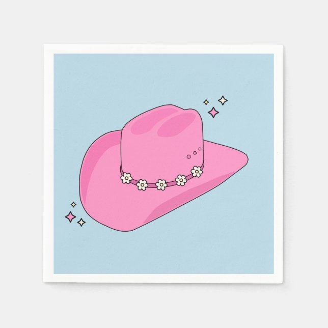 Cowboy Hat Preppy Pink And Blue Napkins (Front)