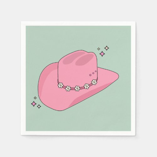 Cowboy Hat Preppy Pink And Green Napkins