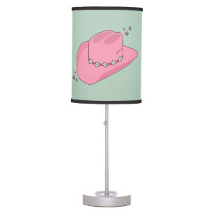 Cowboy Hat Preppy Pink And Green Table Lamp