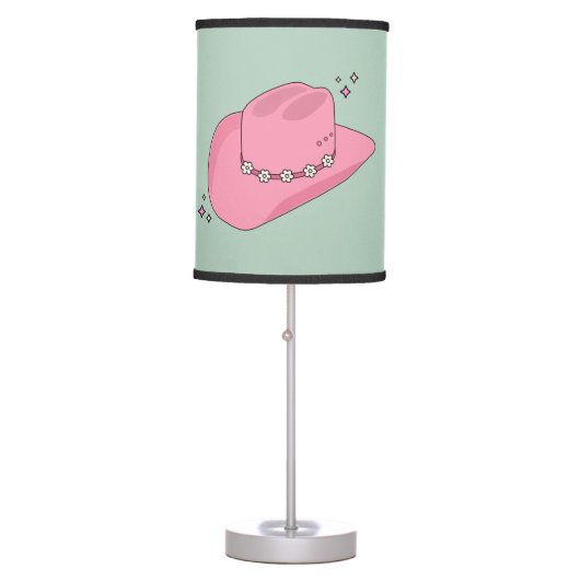 Cowboy Hat Preppy Pink And Green Table Lamp (Front)