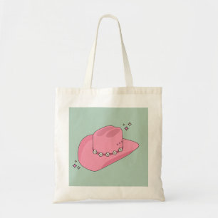 Cowboy Hat Preppy Pink And Green Tote Bag