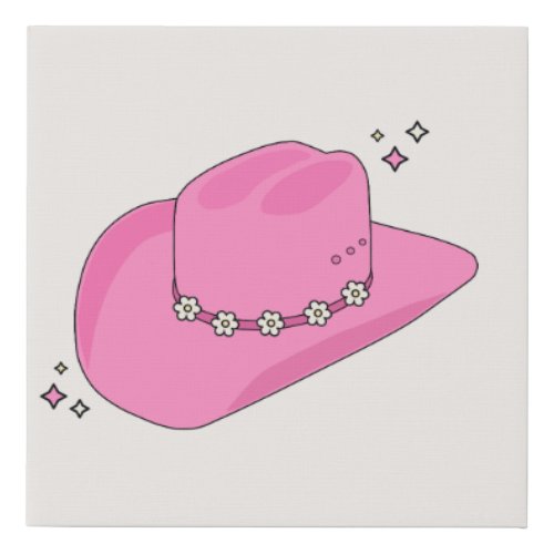 Cowboy Hat Preppy Pink Faux Canvas Print