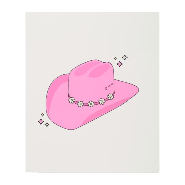 Cowboy Hat Preppy Pink Metal Print (Front)