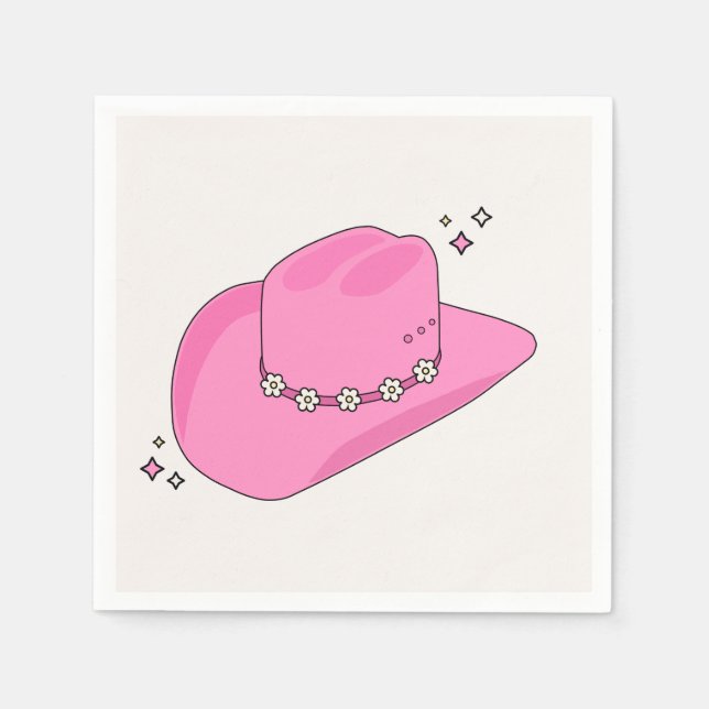 Cowboy Hat Preppy Pink Napkins (Front)