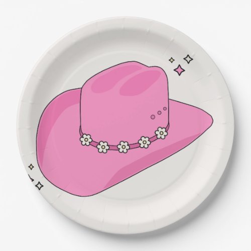 Cowboy Hat Preppy Pink Paper Plates