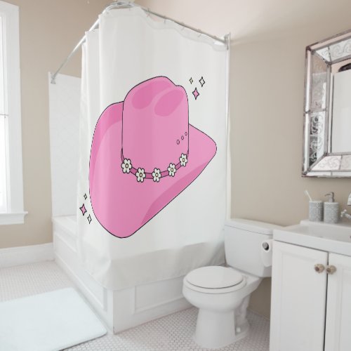 Cowboy Hat Preppy Pink Shower Curtain