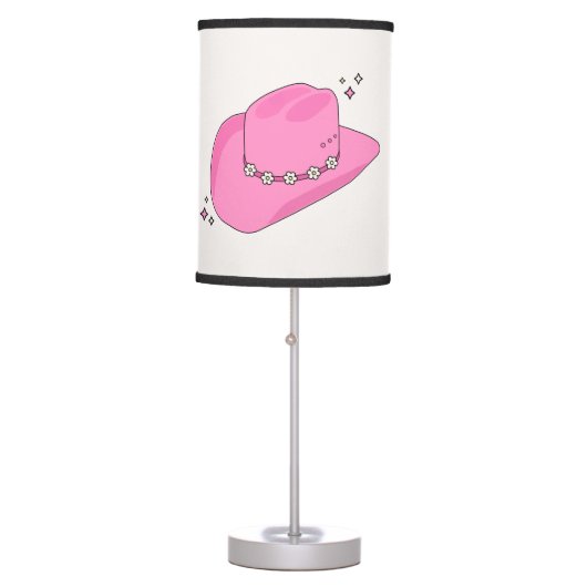 Cowboy Hat Preppy Pink Table Lamp (Front)