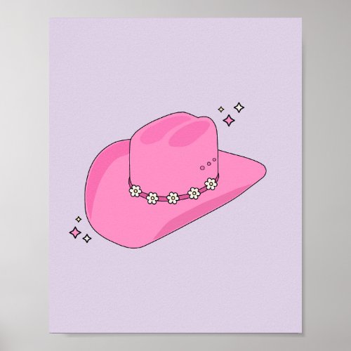 Cowboy Hat Preppy Purple And Pink Poster