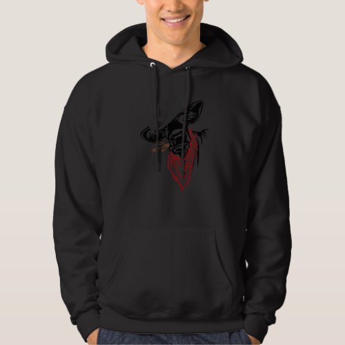 Cowboy Hat Red Bandana Cow Nibbling Rice Cattle Fa Hoodie