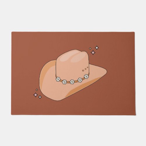 Cowboy Hat Rust Terracotta Doormat