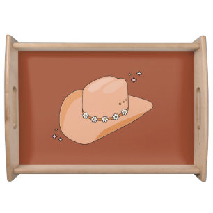 Cowboy Hat Rust Terracotta Serving Tray