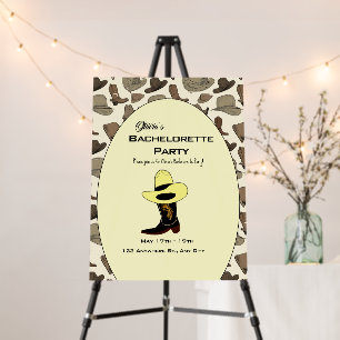 Cowboy Hat Shoes Pattern Bachelorette Party Foam Board