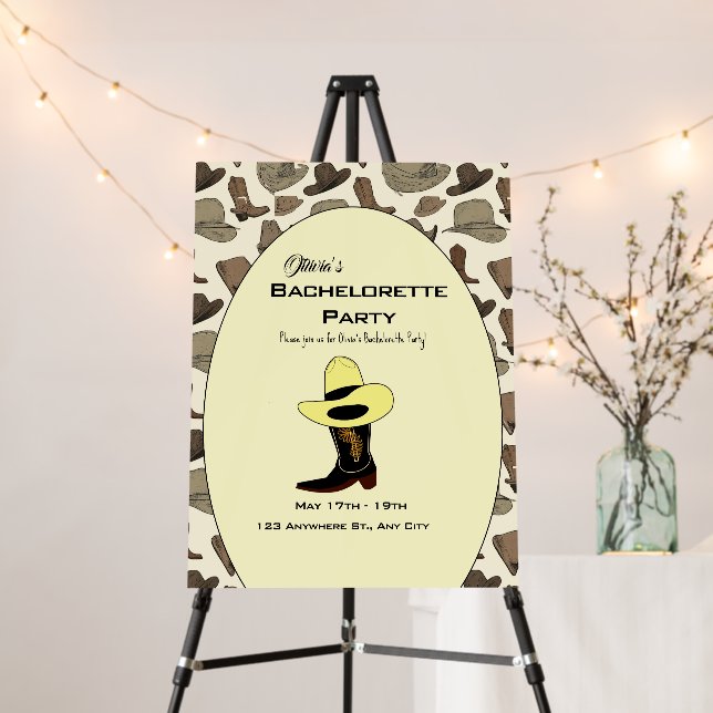 Cowboy Hat Shoes Pattern Bachelorette Party Foam Board (In Situ (Stand))