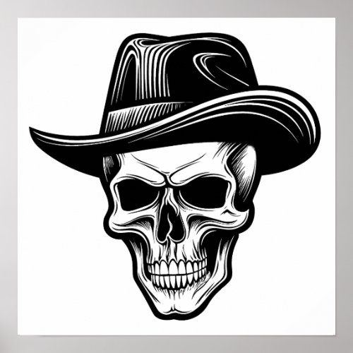 Cowboy Hat Skull Poster