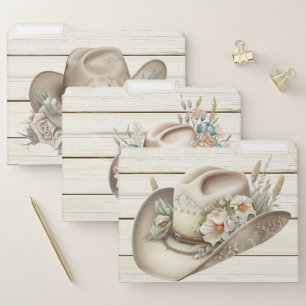 Cowboy hat Stetson on white wood planks File Folder