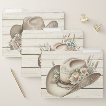 Cowboy Hat Stetson On White Wood Planks File Folder by mensgifts at Zazzle