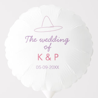 cowboy hat the wedding of couple name date purple  balloon