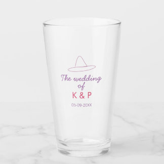 cowboy hat the wedding of couple name date purple  glass