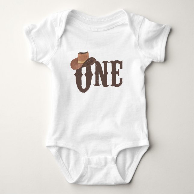 Cowboy Hat Themed ONE 1st Birthday Baby Bodysuit (Front)