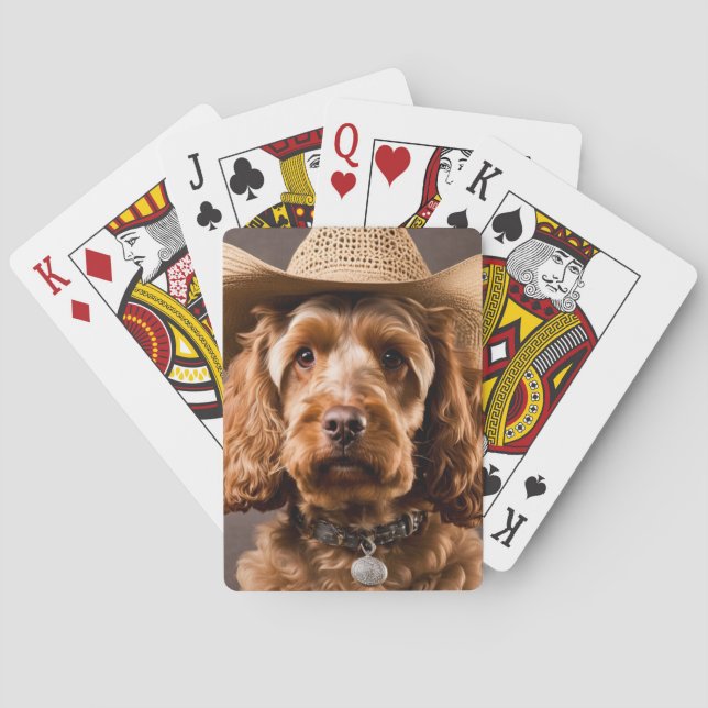 Cowboy hat wearing cockapoo playing cards (Back)