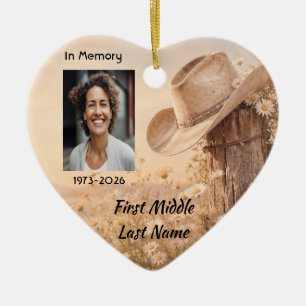 Cowboy Hat Western, Horse Memorial Prayer Keepsake Ceramic Ornament