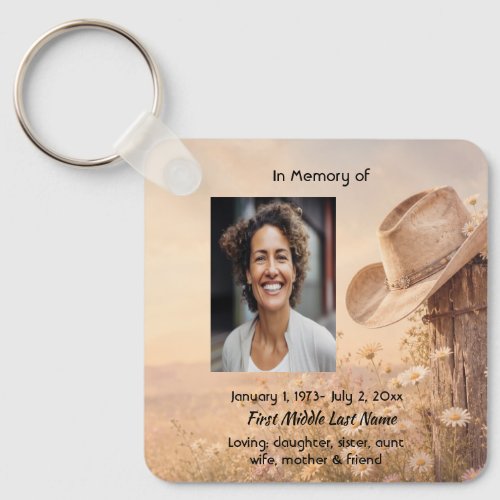 Cowboy Hat Western, Horse Memorial Prayer Keepsake Keychain