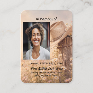 Cowboy Hat Western Memorial Prayer Keepsake Business Card
